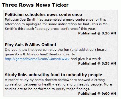 Example of a Three Rows News Ticker